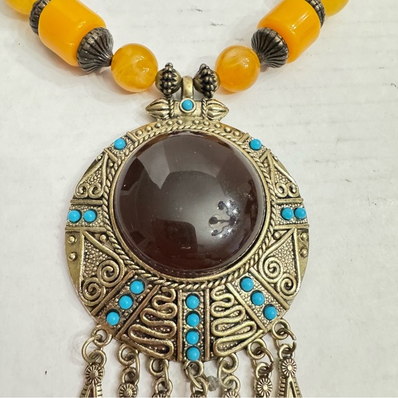 Beaded Statement Necklace African Necklace Boho Ethnic Tribal Pendant Jewelry - Picture 14 of 16